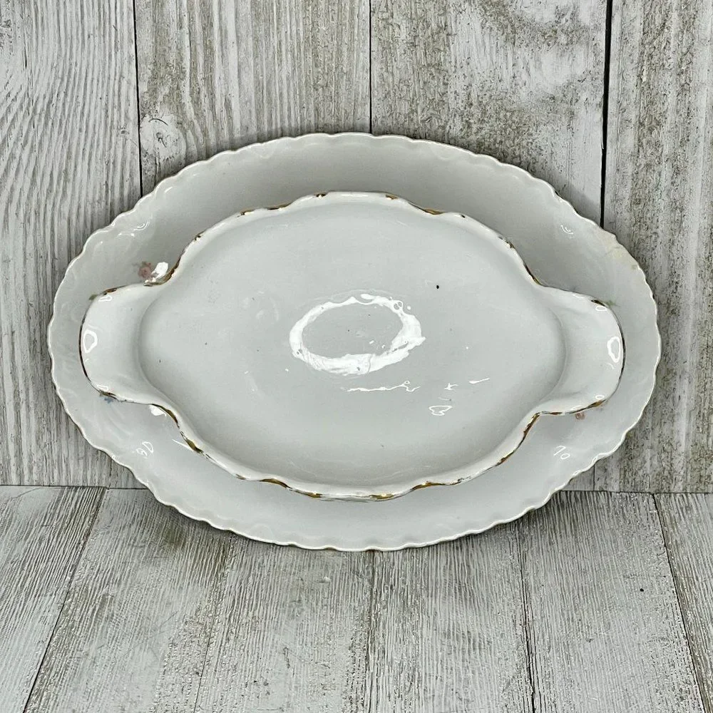 Antique Schönwald R.S.A.G. Bavaria Porcelain Covered Serving Dish, Platter, & Gr